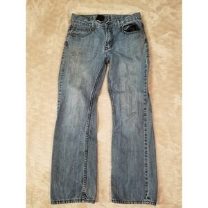 Helix Jeans Women's 30x28* (Tag Size 18) Slim Boot Medium Wash Jeans Stains Look